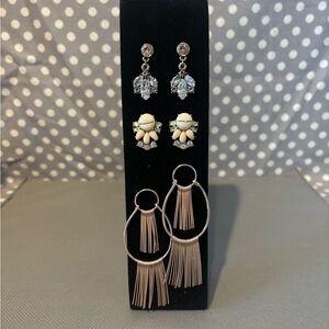 Three pairs of pierced earrings